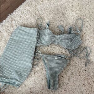Green Gingham Bikini Set
